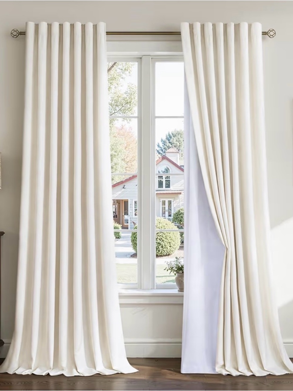 (2) 84-inch Velvet Blackout Curtains - Creamy White